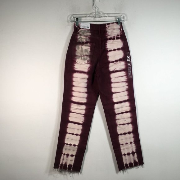 PacSun Tie Dye High Rise Straight Fit Jean, Women's Size 24 - Raspberry - Picture 7 of 16